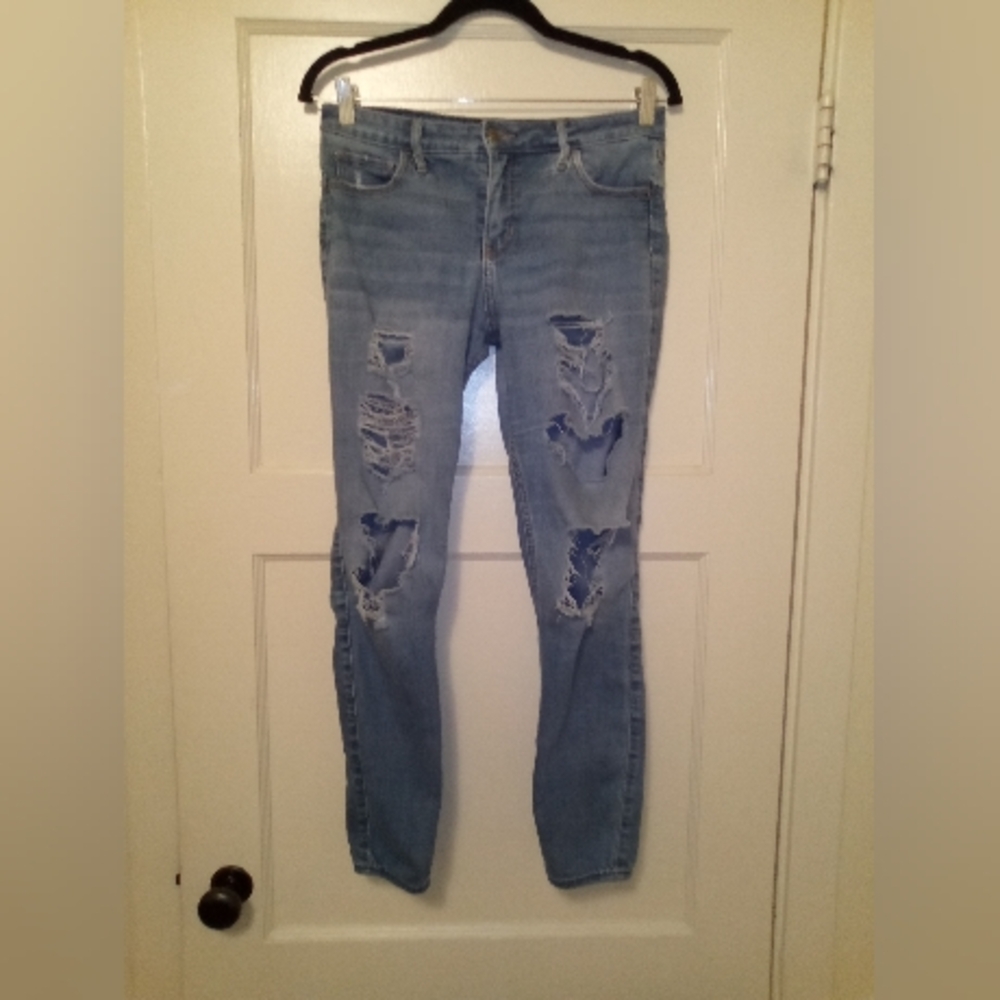 Hollister Light Blue Distressed Skinny Jeans Size 9